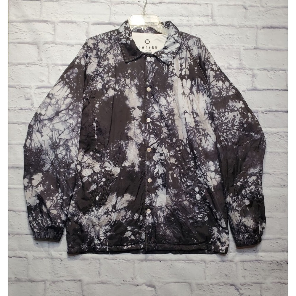 Empyre Windbreaker Jacket Mens XL Black White Tie Dye Snap Up Streetwear Skater